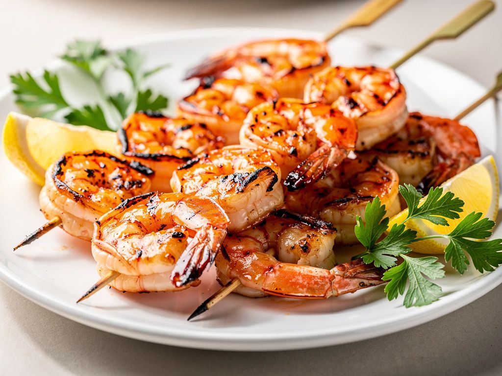 Grilled BBQ Butter Shrimp Skewers
