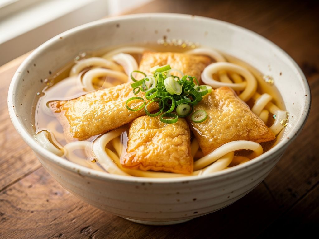Kitsune Udon (Udon Noodle Soup with Fried Tofu)